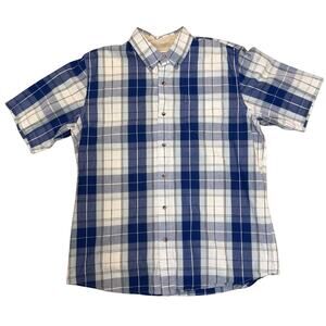 Wrangler Authentics Men’s L/G Blue Plaid Short Sleeve Button Up Shirt Cotten Men